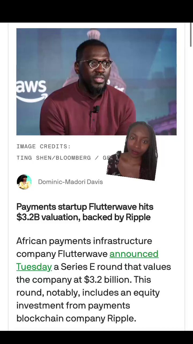 The image shows a post about Flutterwave's ambitions to connect Africa through cross-border payments. The post includes a photo of a man wearing glasses, who appears to be talking about the company's expansion plans. There are also two photos on the post - one of a woman and another of a man. These images provide additional context to the discussion in the text.