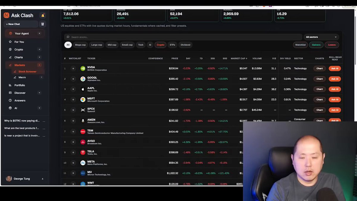 In the image, a man with a bald head is sitting behind a computer screen displaying a webpage related to cryptocurrency trading or investing. The background of the screen shows the name "Charles Hoskinson" in black text at the bottom right corner, along with other names and descriptions. The image focuses on George @CryptosR_Us defending Charles Hoskinson's opinion about the difficulties associated with streaming content and maintaining positivity amidst a negative crowd while analyzing different cryptocurrency projects like @Cardano #ADA. This post highlights the challenges in investing and staying positive during these times, possibly related to market volatility or regulatory changes in the crypto world.