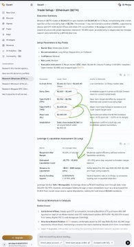 The image shows a travel itinerary webpage for a "Travel Package Itinerary (BGT8)" from "Seaser" displayed on a mobile interface, featuring sections for Day Plans, Detailed Itinerary, and Lodging/Accommodation details, which appears unrelated to the post's content about using Quant AI for ETH trading recommendations.