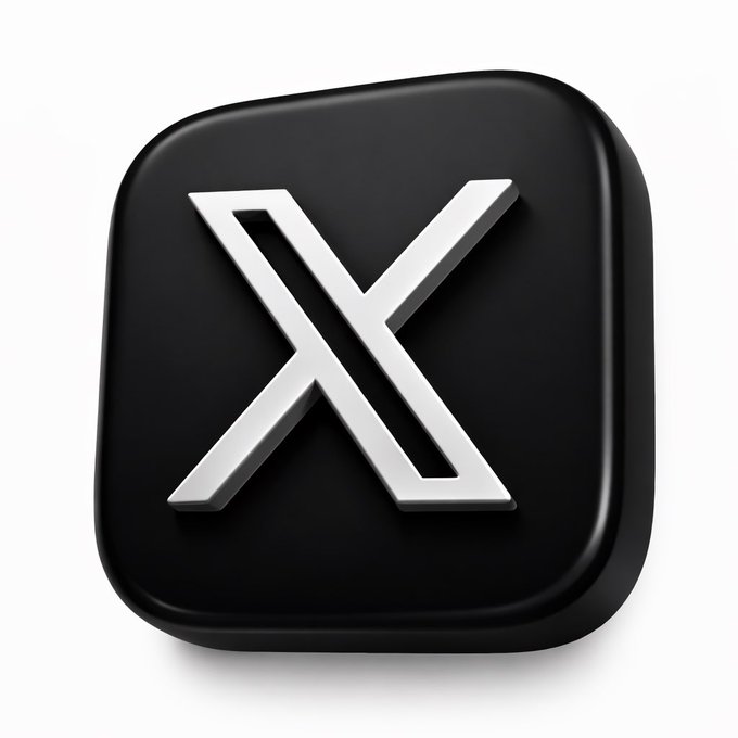 A 3D render of the X (formerly Twitter) logo, featuring a white 'X' on a black, rounded square app icon.