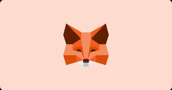 Minimalist geometric illustration of an orange fox face on a light peach background.