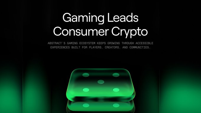 The image features a green dice with six dots against a black background. The text "Gaming leads consumer crypto" is written above the dice, indicating that gaming has been used as a means of generating cryptocurrency. This implies that gaming can be leveraged for financial gains through the use of digital tokens or coins, which are then accepted as payment in exchange for goods and services within the virtual world.