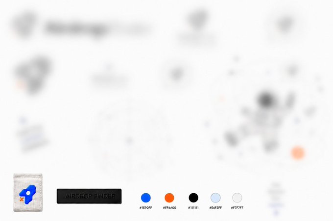The image showcases the Airdrop Finder logo, merchandise, and color palette, hinting at their presence and offerings at Coinfest. The brand name "AIRDROP FINDER" is clearly visible on a black rectangular object.