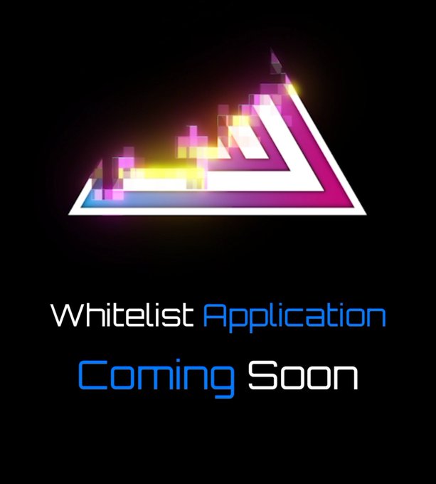 A glowing pink and purple pixelated triangular logo sits above the text "Whitelist Application Coming Soon," announcing that 0xCyberThrone's whitelist mint is reopening after the database restoration and SSL security update.