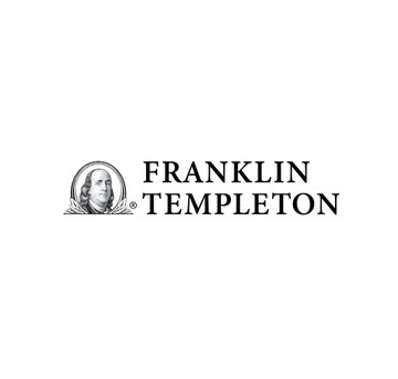 The image presents the Franklin Templeton logo, which is black and white with an illustration of George Washington at the top center. Below this, the phrase "Franklin Templeton" is written in capital letters. The main focus of the image appears to be centered around the George Washington image, suggesting that the Templeton funds are related to or tracking Bitcoin. A caption below the image reads: "Focus on what is in the image and how it relates to the post."