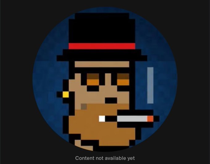 A pixel art illustration of a brown-skinned character wearing a top hat and smoking a cigarette, with the text 'Content not available yet' at the bottom.
