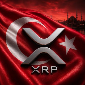 The image features a close-up view of a Turkish flag with the word "RIPPLE" written above it, along with an "X" symbol below it. The background shows a city skyline at sunset, creating a visually appealing contrast between the traditional flag and the modern digital asset infrastructure represented by the XRP logo in the foreground.