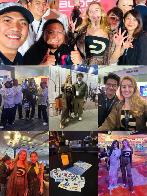 The image is a collage of photos featuring a group of people posing together, with some of them wearing shirts that say "Dash". The collage includes various elements such as a person holding up their thumb, another person giving a thumbs-up sign, and a person taking a selfie in front of the camera. There are also several other photos within the collage, showcasing different moments from the event or gathering where the group is present.