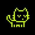A pixel art drawing of a yellow cat-like creature on a black background.