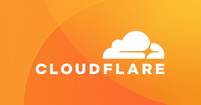 The image shows the Cloudflare logo, featuring a stylized white cloud icon above the company name "CLOUDFLARE" in bold white text, set against a vibrant orange gradient background with curved geometric accents. This visual ties directly to the news of Cloudflare launching stablecoin wallets, as the branding represents the company enabling AI agents to make payments via the x402 protocol.