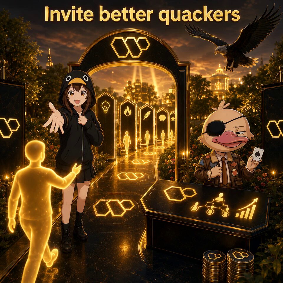 The image features two people standing next to each other with a third person sitting at a table behind them, all dressed up as characters from a video game. The background of the image shows an archway or doorway leading into another area, possibly a cityscape. There are also some coins scattered around in the scene.