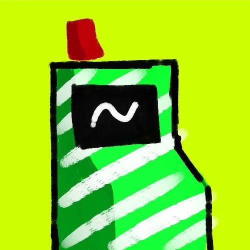 A digital painting of a green soda can with a red tab against a bright yellow-green background. The image appears to be a stylized illustration that doesn't directly depict the crypto/finance theme of the post about machines accumulating $weth and $nvda, though the green coloring loosely evokes "stonks" or financial gains.