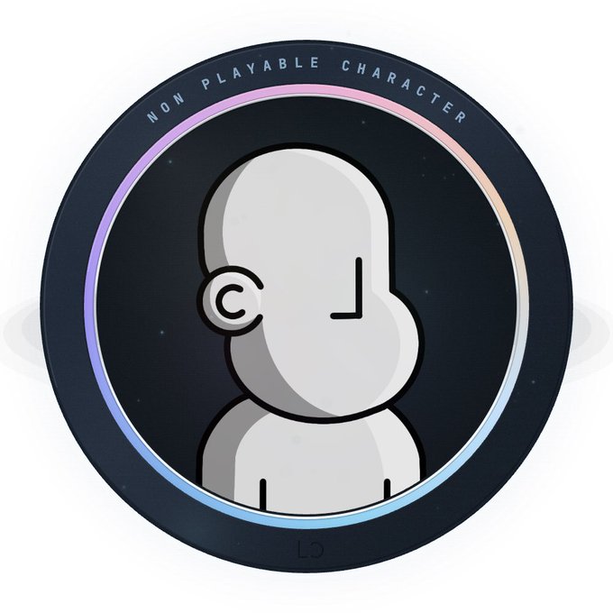 A circular badge or icon displaying a grey humanoid figure labeled 'NON PLAYABLE CHARACTER' around the top edge, featuring a 'C' ear device.
