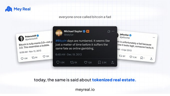 The image features a screenshot from a social media platform with three different Twitter posts displayed in a side-by-side arrangement. The first post shows an explanation about Bitcoin, while the second and third posts are images of Bitcoin logos. The message at the bottom of the image is related to cryptocurrency and mentions that it feels like Bitcoin was early and failed.