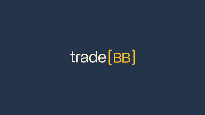 The image displays a logo with the text "Trade" written in black, "BB" written in yellow capital letters, and an arrow pointing right. The background of the image is blue with white lines against a gray background. Below the logo, there is a caption that reads "BB is now live. 10x leverage, 24/7, 365." This suggests that the trade company has recently been established or rebranded to offer its services worldwide and operates 24 hours a day without any restrictions or limitations.