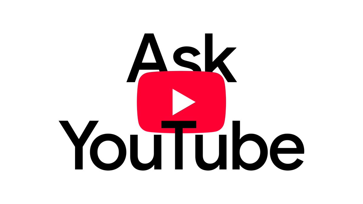 The image features a white background with black text that reads "ask youtube". The text is centered, making it easy to read. Below this, there's an image of a red YouTube logo with a yellow arrow pointing towards it. The text "ask" is positioned above the logo and below the word "youtube", while the rest of the text is placed below the logo. This layout suggests that the post might be about asking questions related to YouTube or promoting a new feature on the platform.