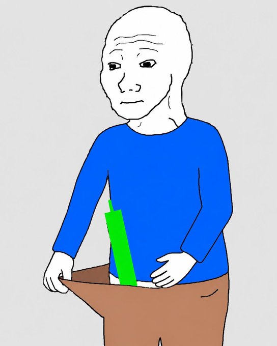 The image features a cartoon man with white hair wearing a blue shirt, holding up his pants over his head as if they were a pair of pants for someone else's feet. The caption reads "$WOJAK Green Candles Incoming." This suggests that there is an incoming package or delivery related to the green candles in the image.