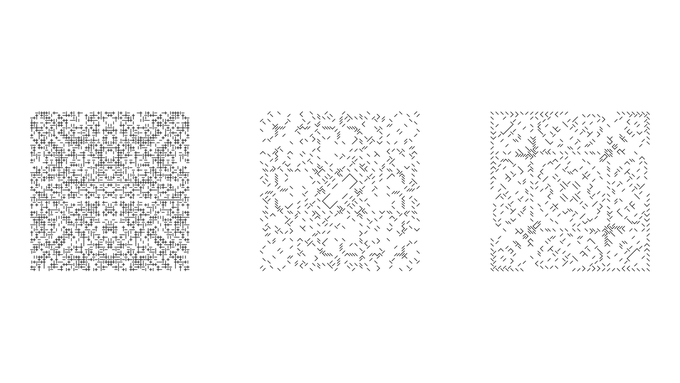 The image features a collection of three different images, each with a unique design or pattern. These patterns are composed of small squares that create an abstract visual effect when combined together. The first image has a black and white square design, the second one is in shades of gray, while the third one is in black and white. Each image showcases a distinct style and color scheme, making it an interesting and visually appealing collection for viewers to explore.