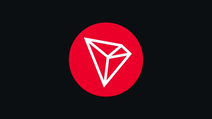The image features the red circular Tron (TRX) logo centered on a black background, representing the Tron blockchain network referenced in the post, which highlights that approximately 90% of stablecoin payment volume settles on Tron according to Justin Sun.