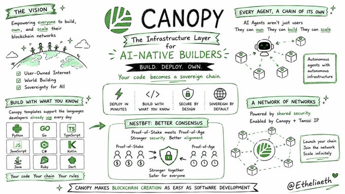 The image features a whiteboard with various drawings and text about Canopy, an AI-based platform for native builders. The main focus of the image is a diagram that explains the concept behind Canopy's infrastructure layer. The diagram includes illustrations of people building on top of a globe to represent the network, which symbolizes the interconnectedness of the ecosystem they are developing. The text in the image emphasizes the importance of this ecosystem and how it can scale up as more users join the network. This post is likely related to Canopy's Bigger Bet: The Infrastructure Layer for AI-Native Builders, where the company is betting on the potential of their platform to revolutionize the way developers build AI applications in an AI-driven world.