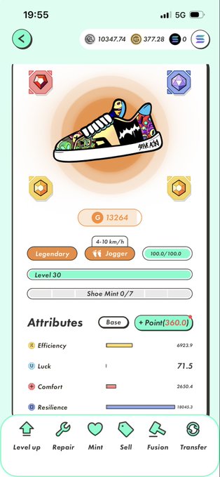 The image shows a phone screen displaying an app store page with a shoe design as the main focus. The app has a rating of 4.5 stars out of 5 and is available for free download. The user's name, "Stepn", can be seen in the bottom right corner of the screen.