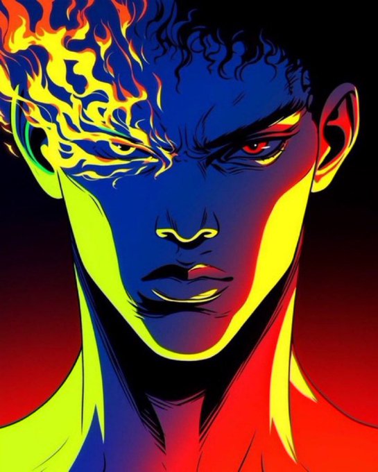 The image features a man with red eyes looking directly at the camera while wearing a neon-colored suit that appears to be glowing. The man has a serious expression as he stares intently into the camera, suggesting a powerful or intense scene. In the background of the photo, there is text that reads "Good afternoon Legends, Starships, Future Millionaires, Builders, Freedom fighters. Happy Sunday I think it'S art. Believe, Create, Build, Explore, Grind, Try Again and Again, Restrategize, Refocus, Restart Circle frozen roughly $12.6 million in USDC early Saturday morning by". This text provides context to the man's appearance and the content of the image.