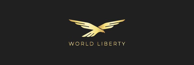 The image displays the gold "World Liberty" logo featuring a stylized eagle emblem on a black background, which is the branding associated with the Trump family's crypto venture. This relates to the post by introducing World Liberty Financial, the company behind the $USD1 stablecoin being discussed.