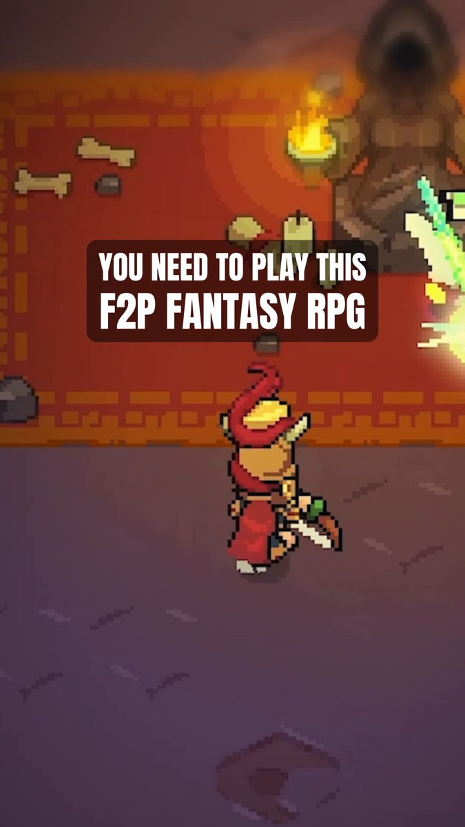The image shows a character with a sword, possibly a knight or a wizard, standing in front of a brick wall. There are several bones scattered around the scene, which could be part of a castle or a fortress. The text "You need to play this F2P2P fantasy RPG" is displayed above and below the image, indicating that it's an RPG game set within a fantasy world.