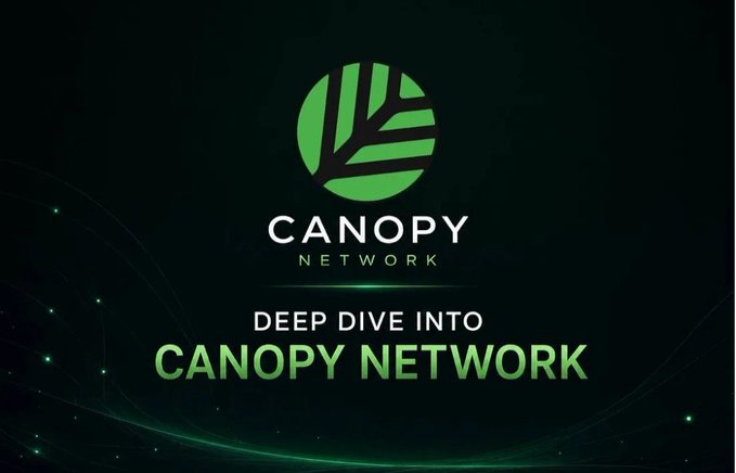 A dark-themed promotional graphic titled "DEEP DIVE INTO CANOPY NETWORK" featuring the Canopy Network logo with a green leaf emblem.