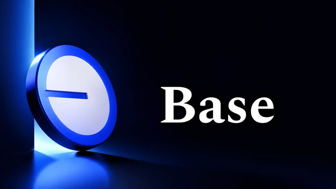 A dark blue promotional graphic for Base, displaying the platform's circular blue and white logo alongside its name in large white text.