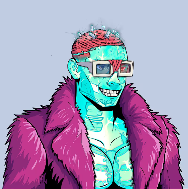 The image features a cartoon character wearing glasses, a purple coat with fur trimming, and fake blood dripping down his face. The character appears to be a robot or a monster from another planet. The caption of the image reads "And the second one, Rich bitch :D! They're on sale, please throw them away ahahha @Haxz_xyz Wake up and show them they're wrong to throw that away !:D".