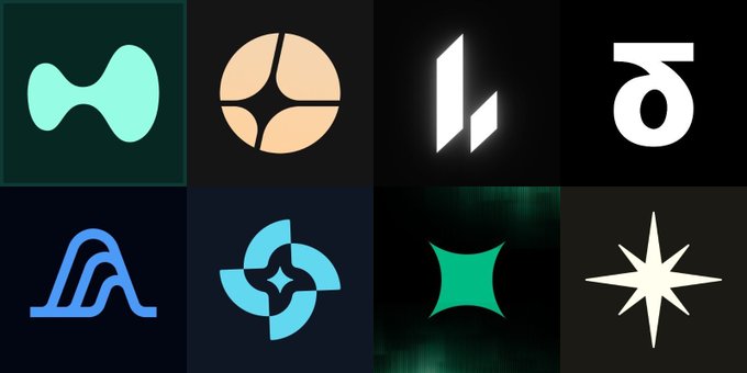 The image features a grid with nine different logos, each representing a company or brand. The logos are arranged in a square format against a black background. The logos include various shapes such as circles, triangles, and stars, along with different colors like blue, green, and white. Each logo is unique and stands out on its own, showcasing the diversity of the companies represented.