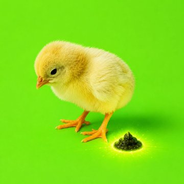 This image shows a chick looking at a small pile of glowing chicken droppings, humorously representing what the accompanying post refers to as "Chicken Shit" in contrast to the $37 billion valuation of prediction markets like Kalshi and Polymarket.