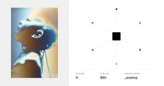 A split image showing a blurry orange and blue photo on the left with a white circle outline, and a numbered grid diagram with Japanese text on the right.