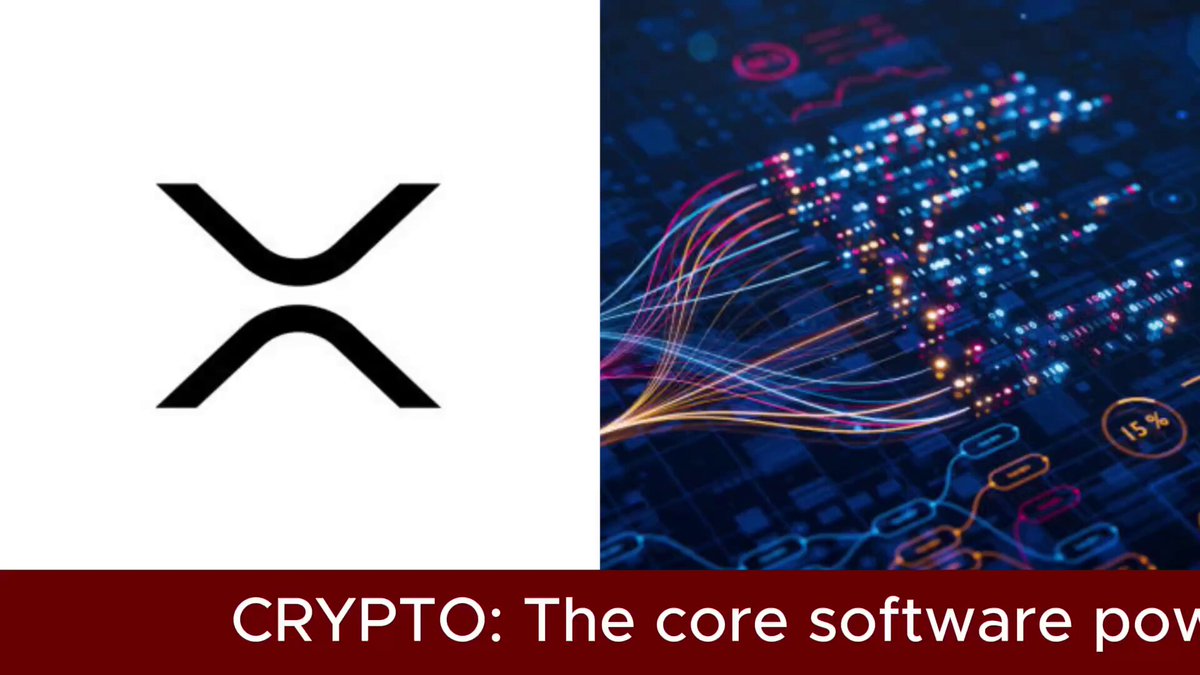 The image shows a logo for Ripple, an online currency exchange service, positioned next to some lines of code or a diagram related to cryptocurrency software. The text reads "XRP Ledger Is Rebranding Its Core Software Pow". This message implies that Ripple is repositioning its core software and transitioning from Ripple's rippled ledger to XRPLD, which involves updating infrastructure operators to adapt to the new system.