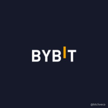 The white 'BYBIT' cryptocurrency exchange logo displayed on a dark navy background, credited to @btcliveco.