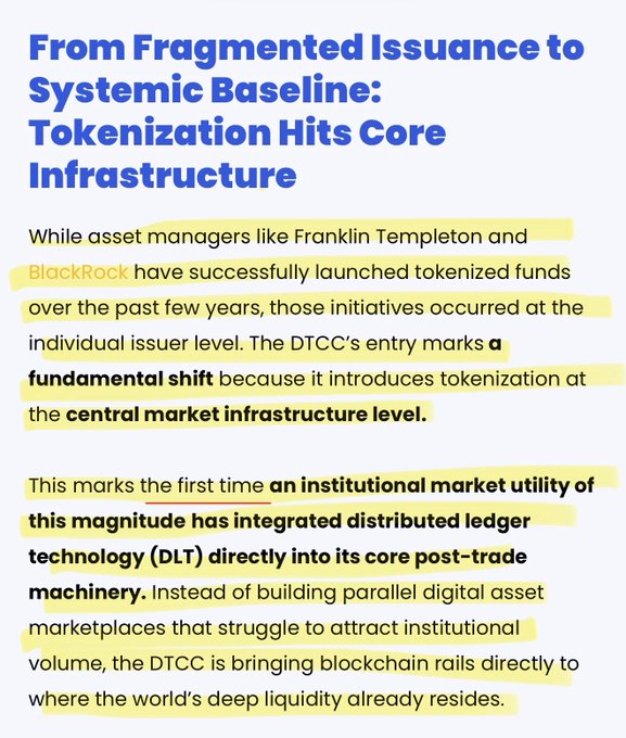 The image features a white background with black text that reads "FROM FRAMED ASSURANCE TO SYSTEMIC BASELINE: TENANCY HITS COSTS". The text also includes information about tokenization, such as the fact that it has been successfully launched in funds and that there are many initiatives occurring at the central market infrastructure level.