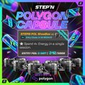 A promotional graphic for a STEPN Polygon Ambassador campaign, featuring pixel-art characters and text about a 1,000,000 GMT rewards program requiring a minimum 1,000 GMT commitment.