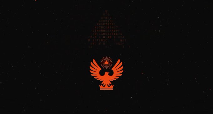 A dark background with scattered stars and an orange emblem at the bottom, accompanied by orange text displaying what appears to be numerical data, including values like "3.87840", "AUO2Z80P5", "WR74939RC7W7", "0LM69H5XLHA82", "6R430YRS0SG23", "3FV9X GLAD EIOFA", "FKLTENIO", "G NOT", "AND D R N NSER A", and a "%" symbol. The image does not directly relate to the post about SL8 staking or cryptocurrency staking decisions; it appears to be an abstract or decorative graphic with a winged emblem.