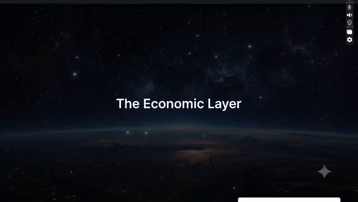 The image shows a screenshot of a webpage with a title "The Economic Layer" displayed at the top, along with an explanation about the economic structure that determines the sustainability of a network. The text "Most blockchain discussions center on speed transaction throughput, fees, finality times." is also present in the image.