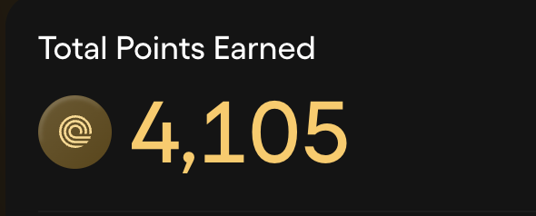 A dark screen displays the text 'Total Points Earned' above a gold coin icon and the number '4,105' in large gold font.