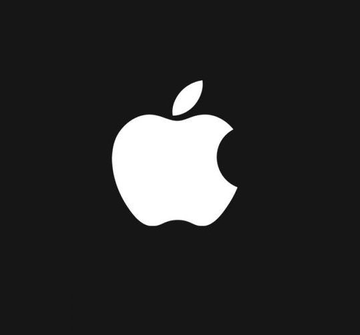The image displays the iconic white Apple logo centered on a black background. This visual ties into the post's message by referencing Apple, suggesting the viewer should buy Bitcoin in anticipation of Apple making a related announcement.