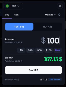 The image shows a close-up of an app screen that displays information about a money transfer between users from different countries. The main focus is on the "Buy Yes" button, which allows the user to choose whether they want to buy or sell. The app's interface appears simple and straightforward in its design.