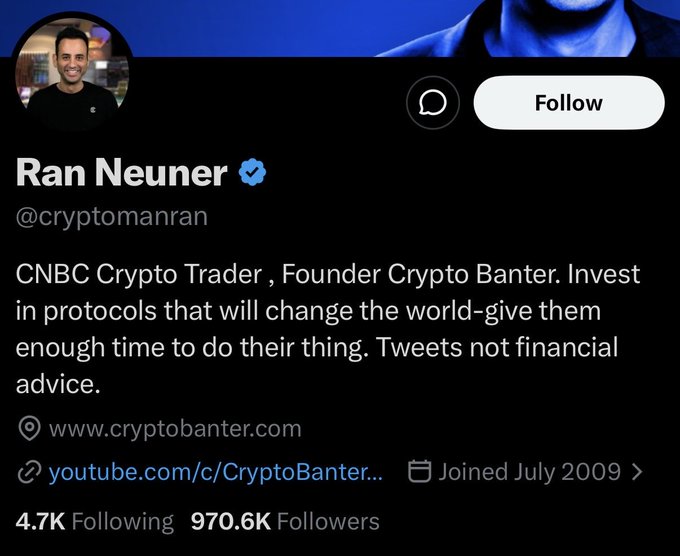 urner tweets about cryptocurrency trading, promoting CNCB Crypto Trader and founder of Bitcoin Batter.