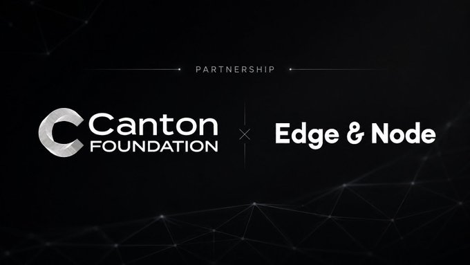 Partnership announcement graphic between the Canton Foundation and Edge & Node on a dark background.