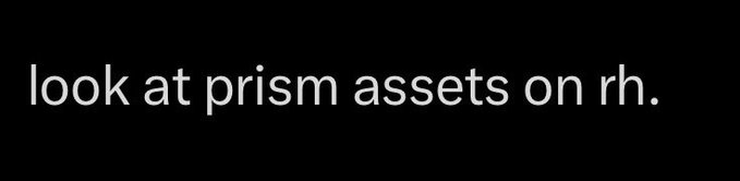 A black image with white text reading "look at prism assets on rh." This caption reinforces the post's claim by directing viewers to check Prism Assets' presence on Robinhood, referencing Sling's list as the only one available on the platform.