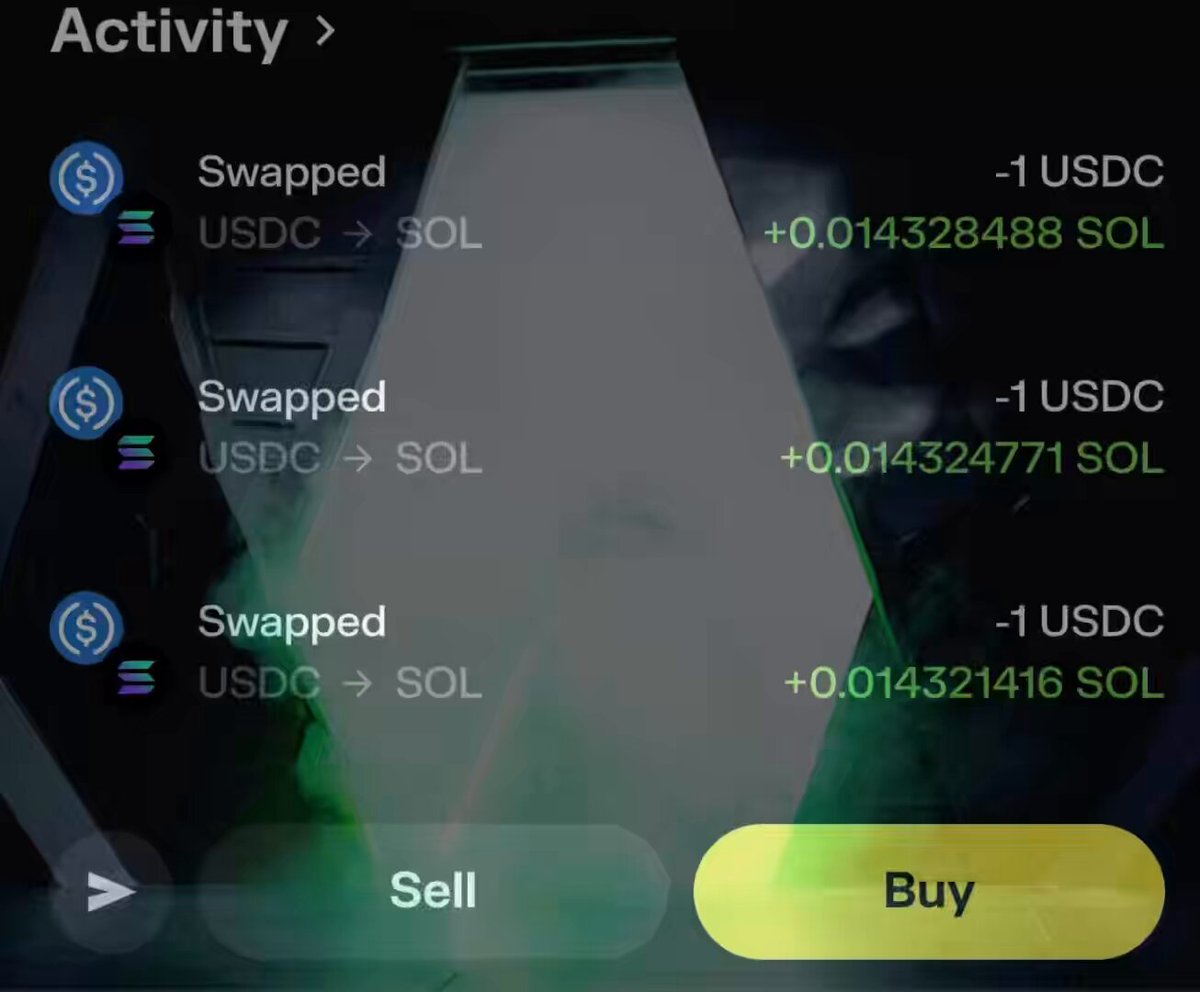 The image shows a computer screen displaying a trading app interface with various options for buying and selling cryptocurrencies, including USDC and Sol. There are three different types of cryptocurrency listed, each with its own price and description. The user interface also includes a button labeled "Sell" that allows the user to sell their cryptocurrency.