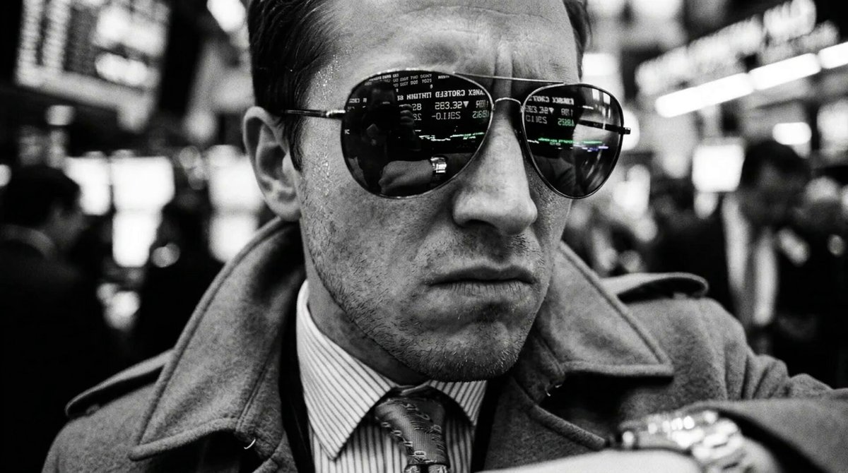 iced tea in a black and white photo, with the man's face obscured by sunglasses and a trench coat.