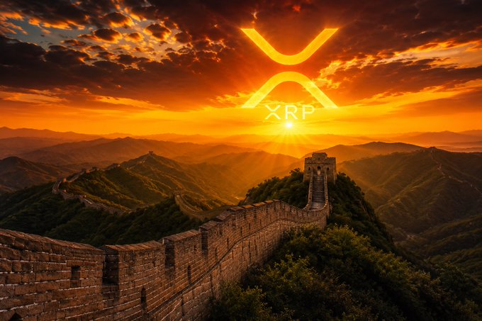 The image features an old stone wall with a large X painted above it. Below the X, there's a sunset over mountains that casts a warm glow across the scene. The text "Good Morning and Happy Saturday X legends" is written below the X, suggesting that this image might be related to a post about investing in cryptocurrency or the stock market.

The phrase "Another weekend closer to where we're headed. Stay patient, stay focused, and keep building your position while others chase the noise." implies that the viewer should focus on their long-term goals rather than following short-term trends or fads. The image serves as a reminder of the importance of patience and staying focused on one's objectives in the world of investing.