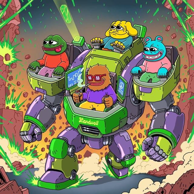 The image features a cartoon robot with green, purple, and yellow colors that appears to be walking or driving through an area filled with rubble and debris. The robot has arms and legs, giving it a human-like appearance. In the background of the image, there is text that reads "ethereum:0x67466be17df832165f8c80a5a120ccc652bd7e69". This suggests that the image might be related to an advertisement or promotion for Ethereum cryptocurrency, as it features a robot with green and yellow colors. The presence of rubble and debris in the background further supports this idea, as it could symbolize the instability or chaos associated with the cryptocurrency market.